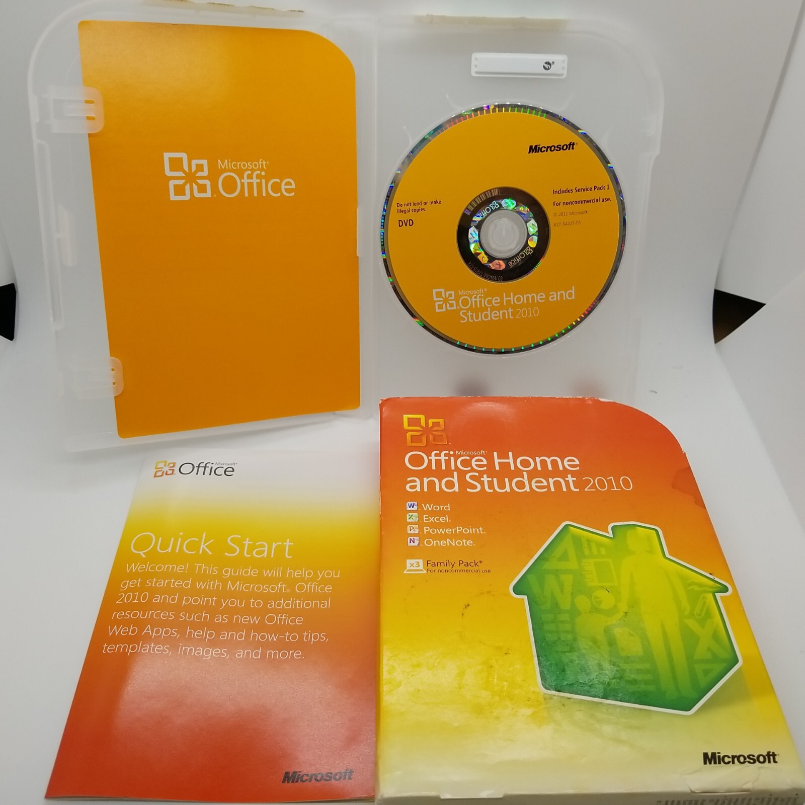 Microsoft MS Office 2010 Home and Student Family Pack For 3PCs x3 =NEW BOX=