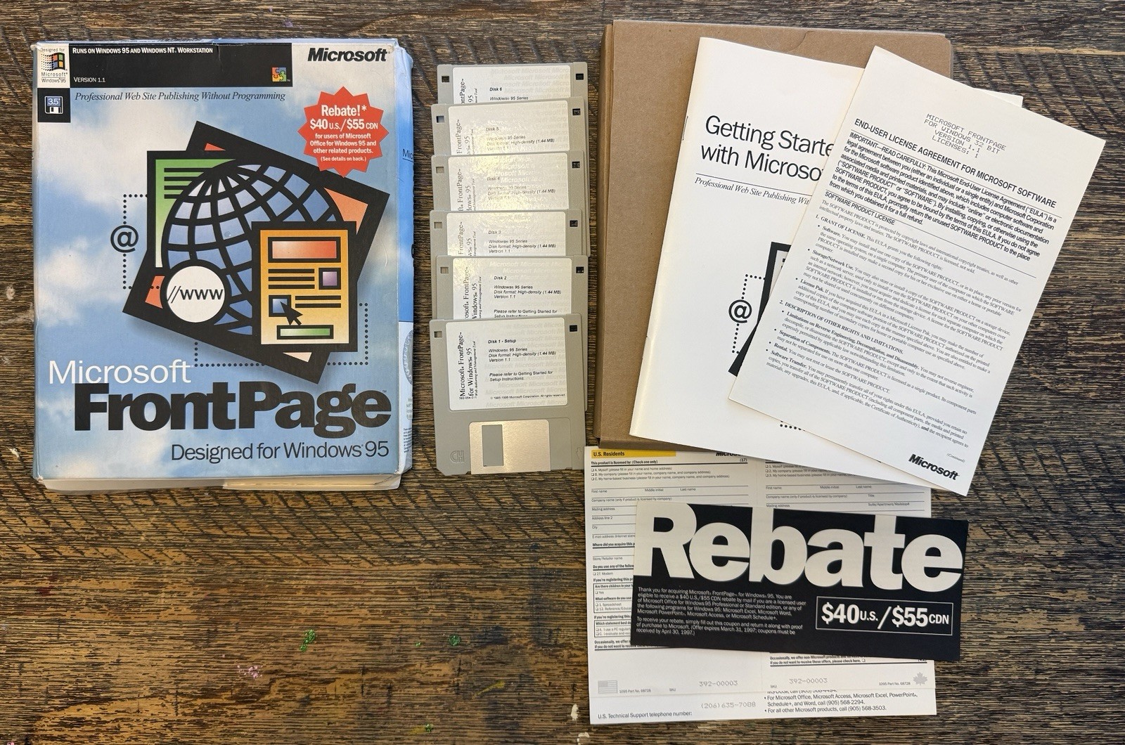 Microsoft Frontpage For Windows 95 3.5” Floppy Brand CIB Hard To Find