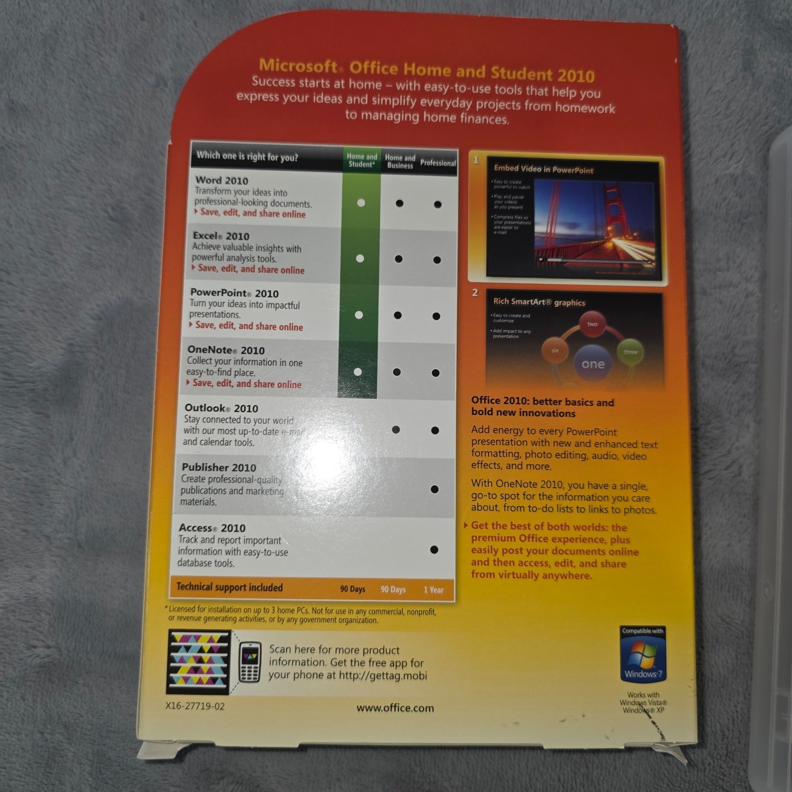 Microsoft Office Home and Student 2010 Family Pack 3 PC Windows DVD Product Key