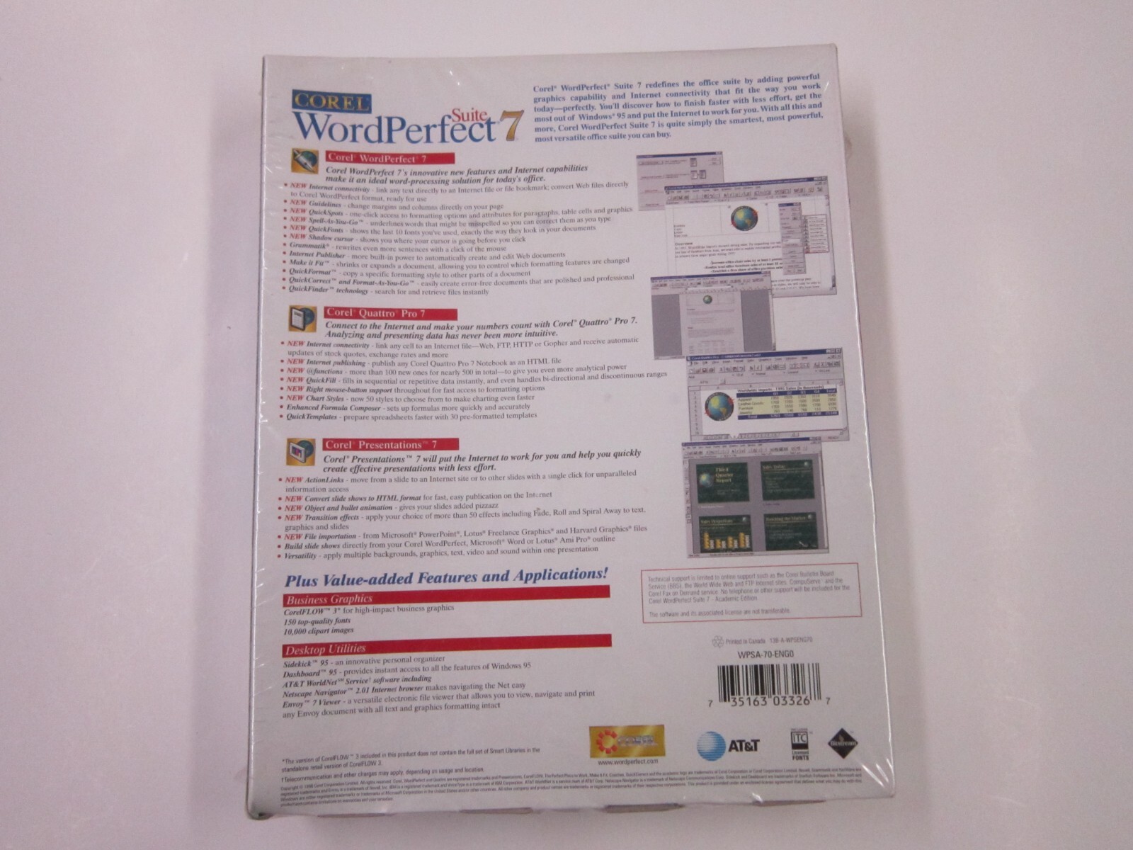 Corel WordPerfect Suite 7 Academic Edition For Windows 95 NT 3.51 NT 4.0