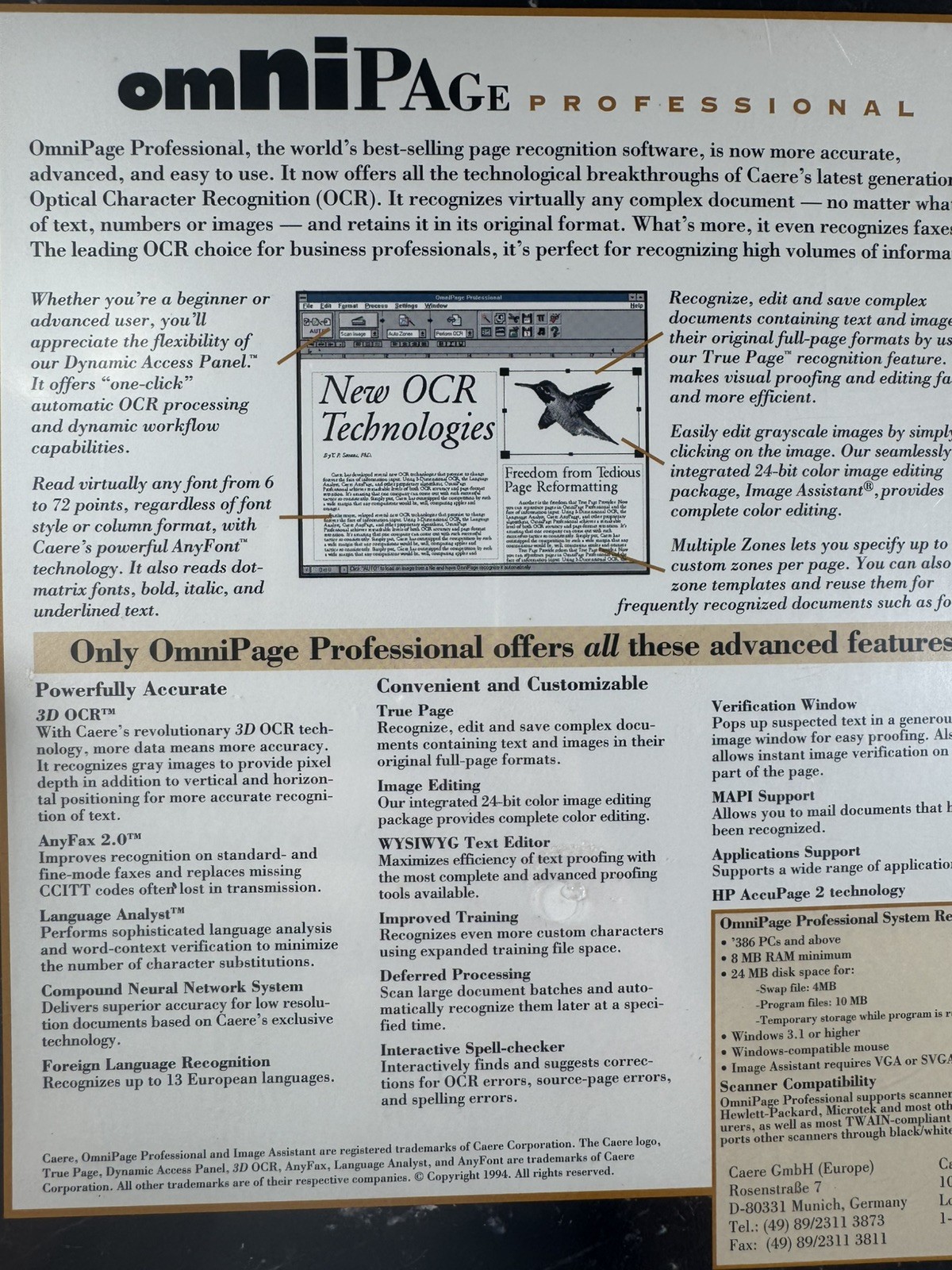 OmniPage Professional 5.0 OCR Software for Windows – New Sealed 1994 Vintage