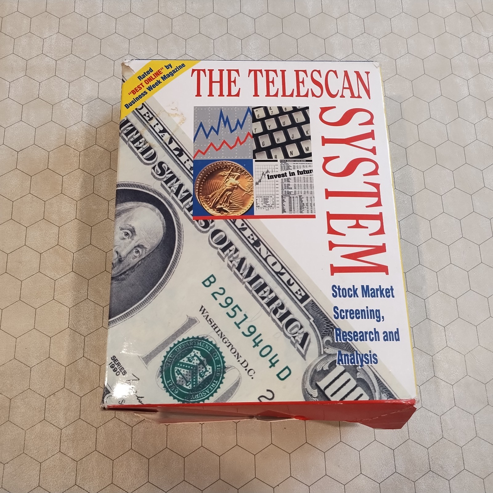 The Telescan System, IBM/PC DOS, stock market research/analysis, 1993, no disks