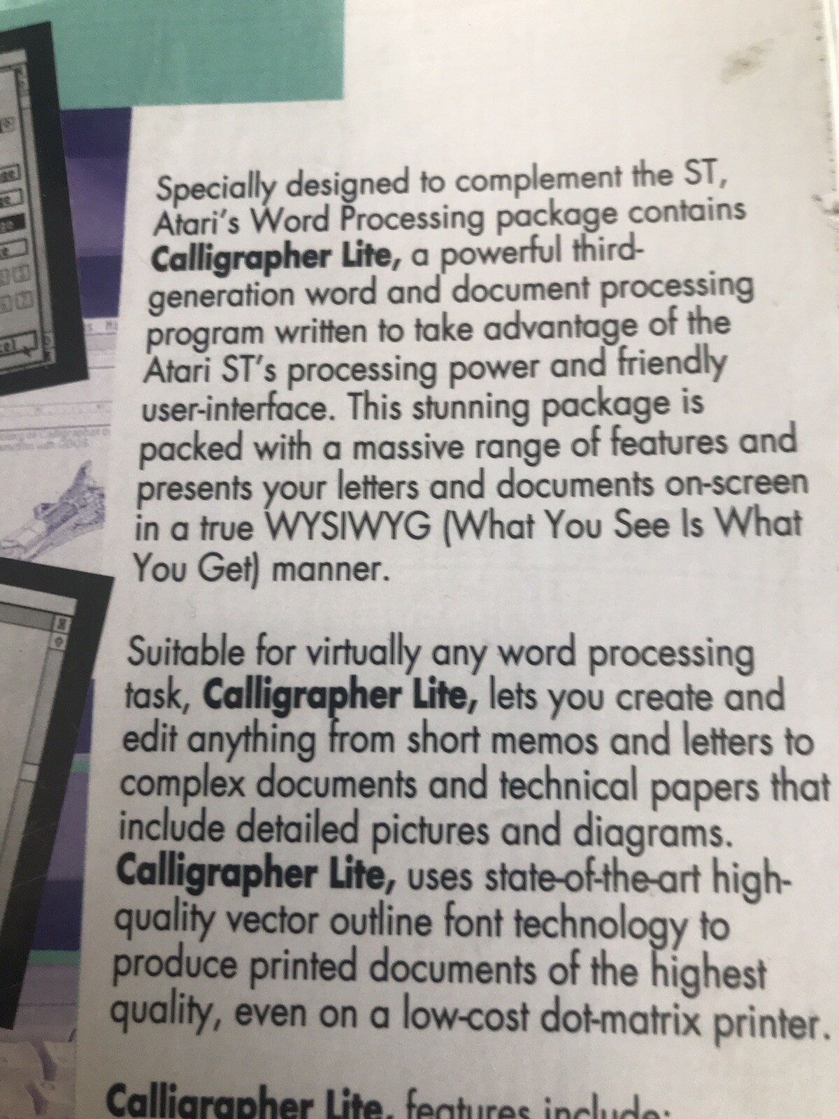 CALLIGRAPHER LITE/INTRODUCTION TO WORD PROCESSING Atari 1040/Mega/TT ST NEW Disk