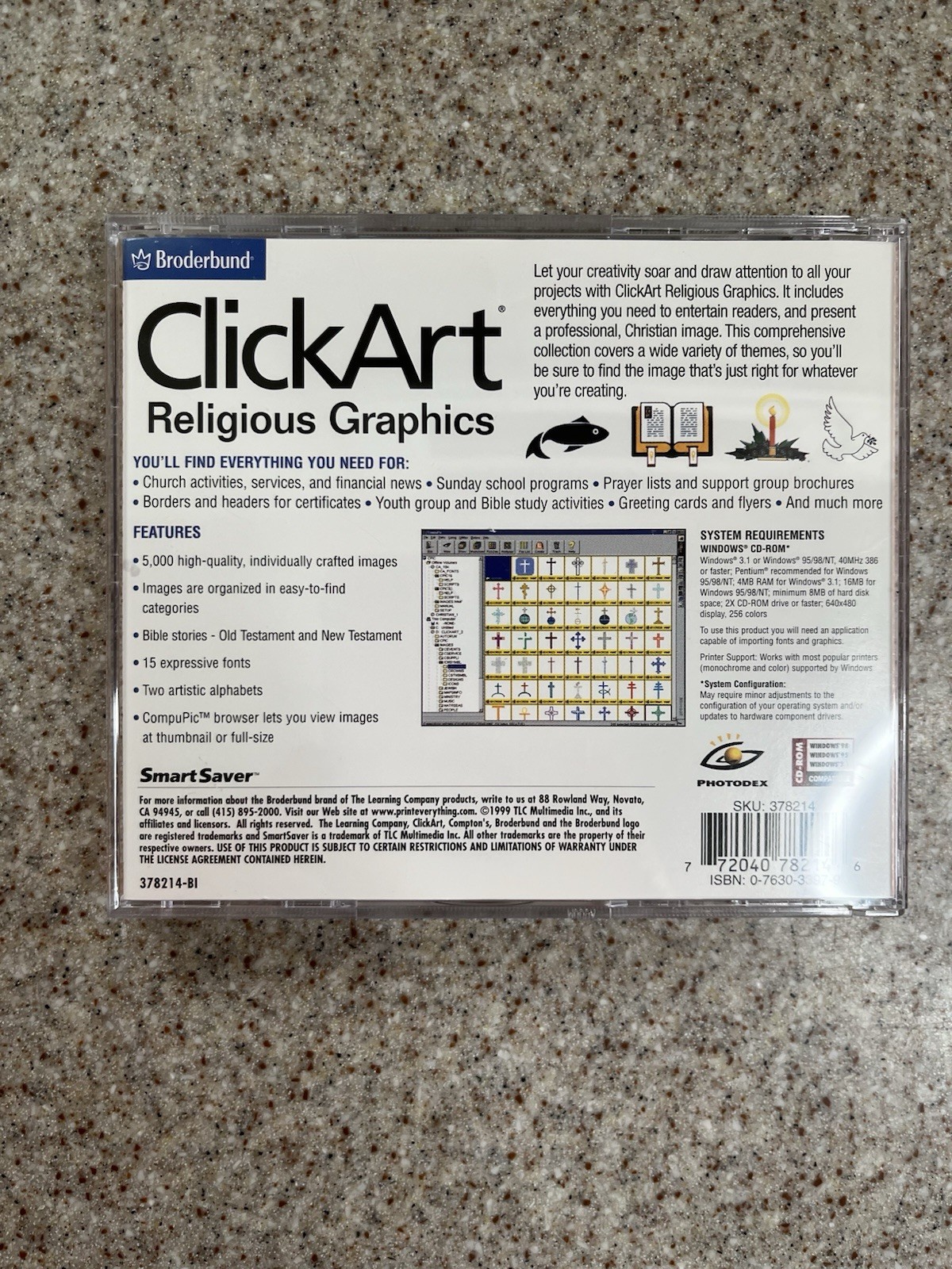 Click Art 5,000 Religious Graphics Smart Saver Broderbund PC Windows 1995