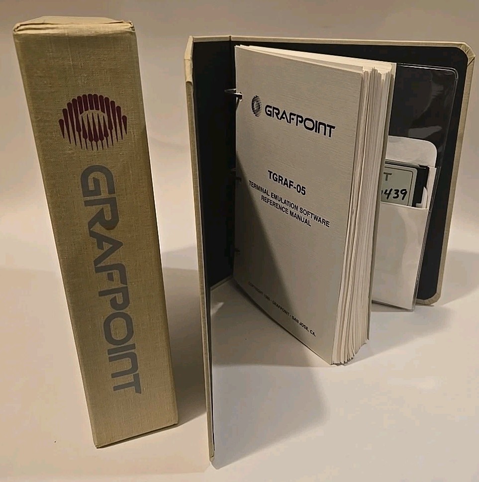 GRAFPOINT TGRAF-05 TERMINAL EMULATION SOFTWARE AI IBM Rare Vintage 5.25″ Disks