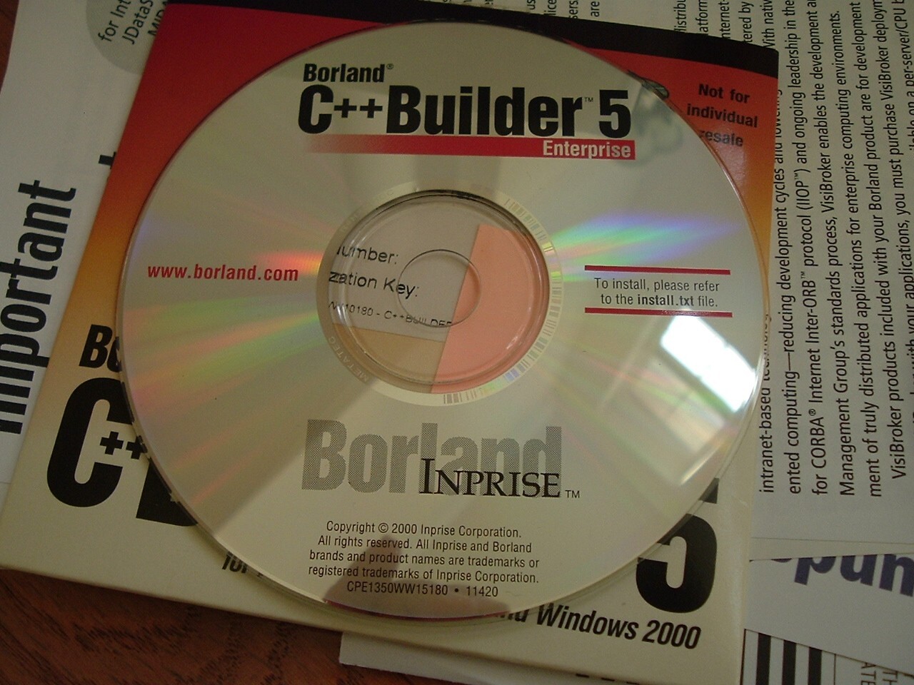 Borland C++ Builder 5 Enterprise Upgrade,Delphi 4,JBulder 3 Disks,KEY,Serial num