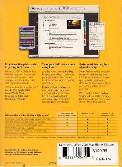 Microsoft Office Mac 2008 Home & Student Edition *New Sealed Retail Box*