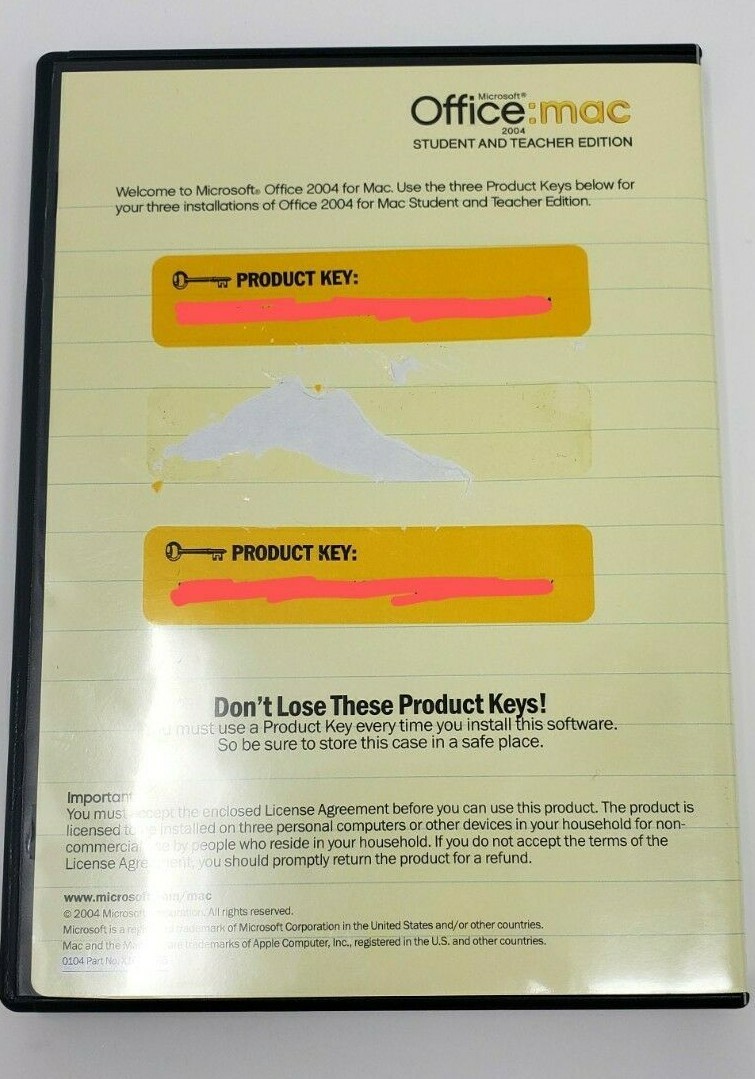 Microsoft Office 2004 Student & Teacher Edition (MAC), Mac OS X, w/ 2 licenses