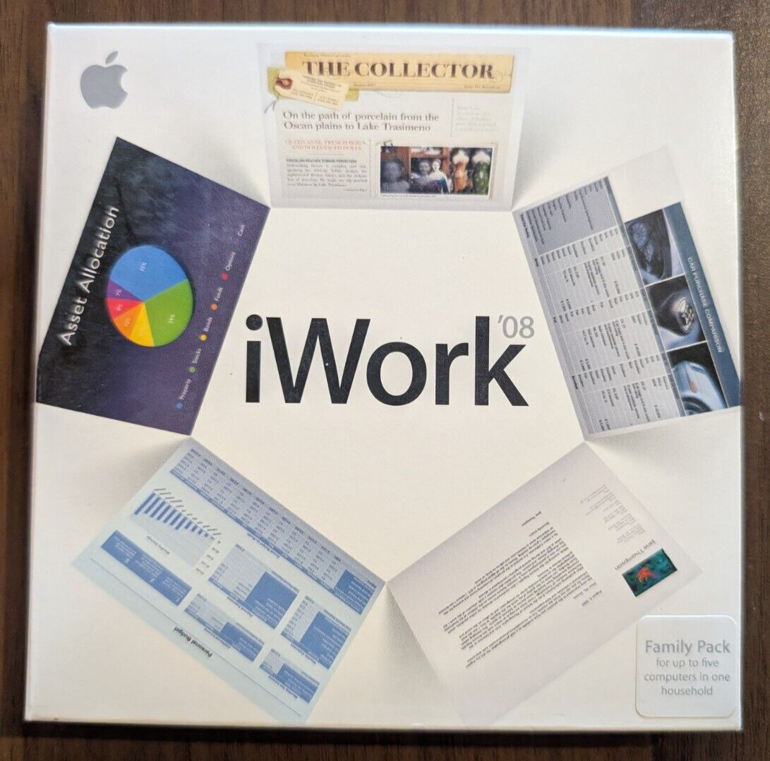 Apple iWork 08 Retail Version. 5 User Family Pack: Pages, Numbers, Keynote
