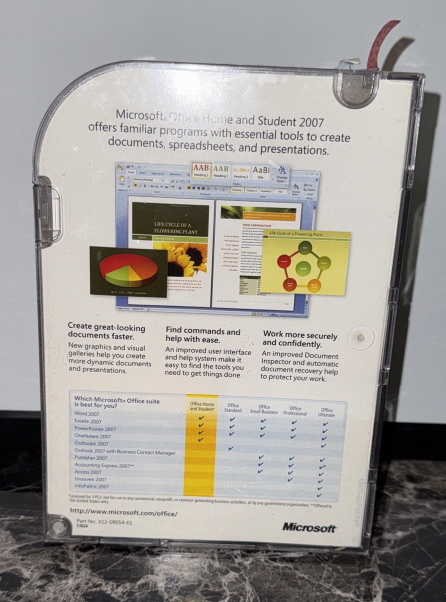 Microsoft MS Office 2007 Home and Student Licensed
