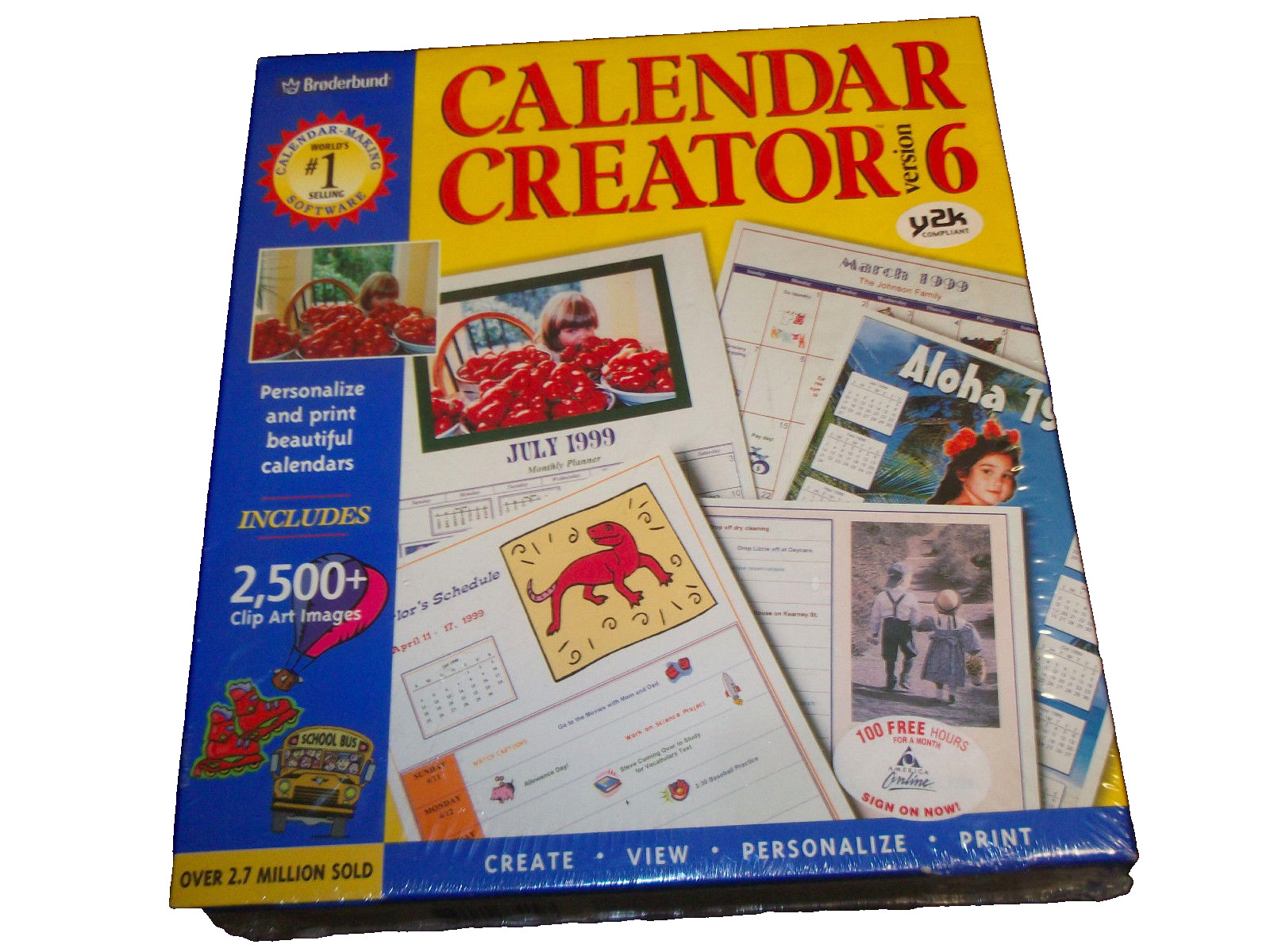 CALENDAR CREATOR 6 BRODERBUND IBM VINTAGE Software Manuals Y2K SHRINK-WRAPPED