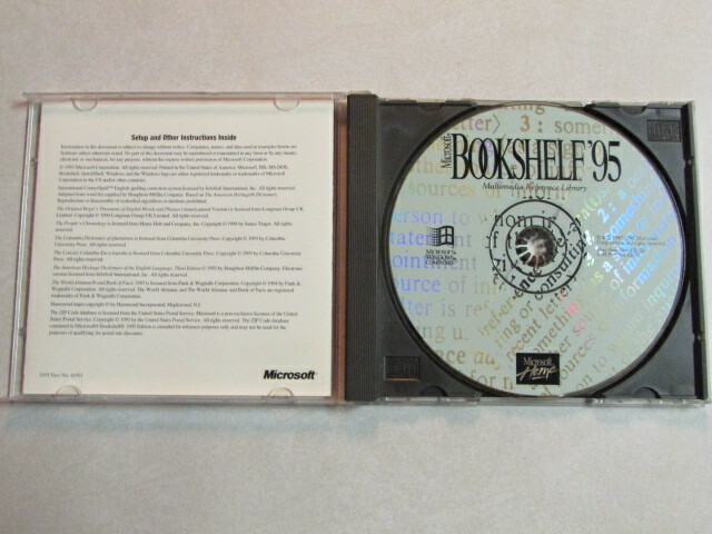 MICROSOFT BOOKSHELF ’95 MULTIMEDIA REFERENCE LIBRARY 086-052-022-0195/PT.# 62007