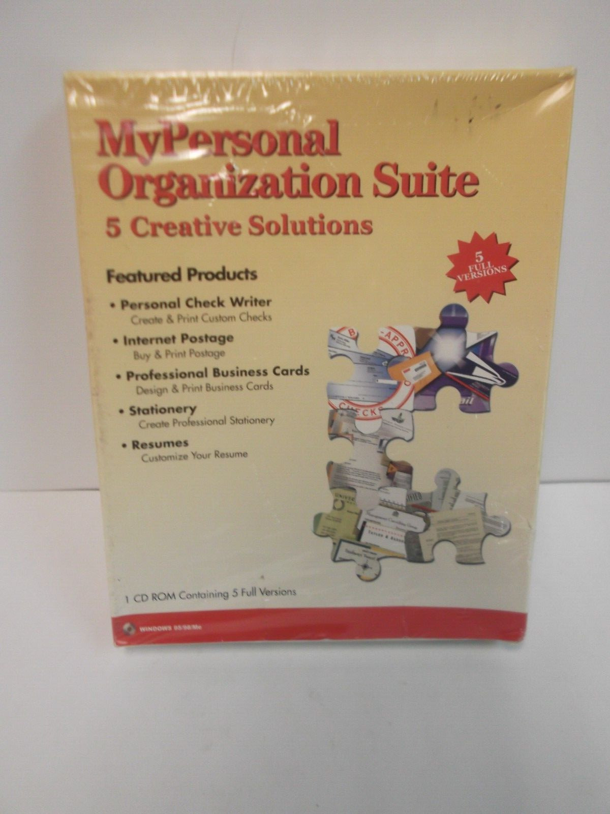 2000 MyPersonal Organization Suite 5 Creative Solutions PC CD-ROM Windows 95 New