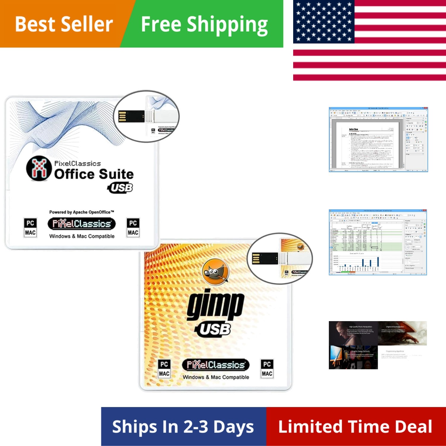 Office Suite 2026 + GIMP Photo Editing Software on USB | MS Office Alternativ…