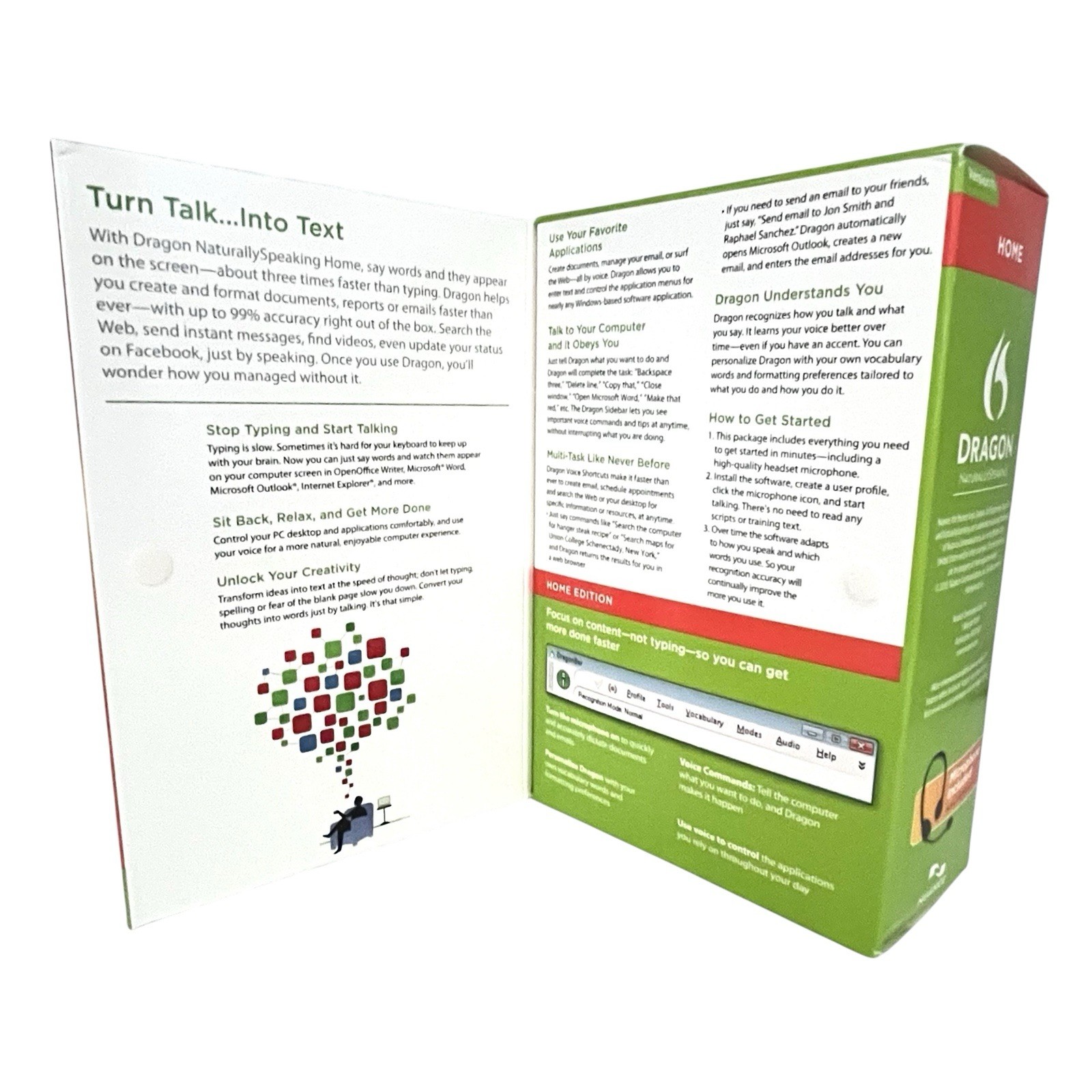 Nuance Dragon Naturally Speaking Home Version 11 With Head Set IOB