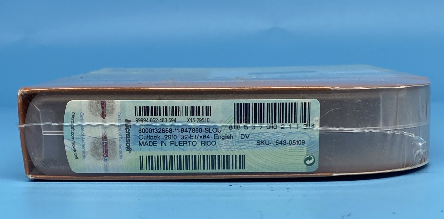 Microsoft Office Outlook 2010 w/ Product Key – Security Seal Unopened
