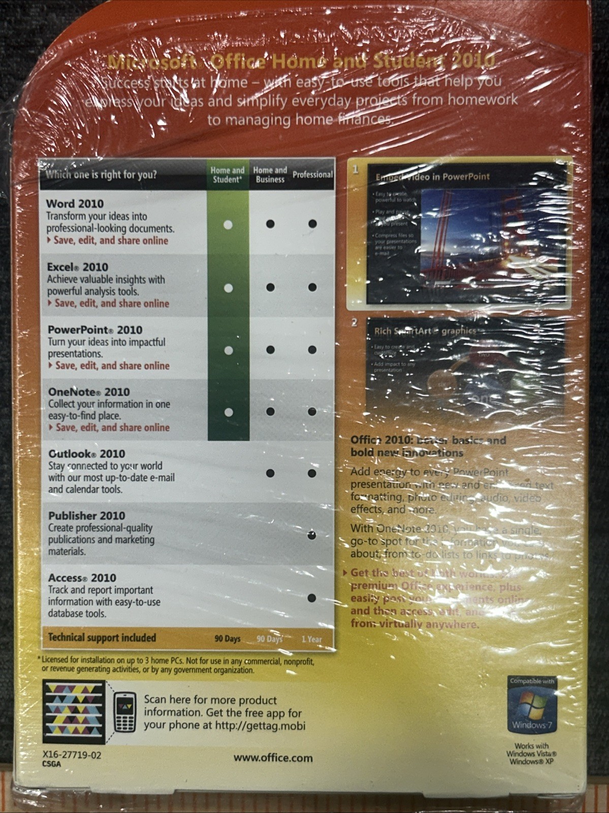 Microsoft Office Home and Student 2010 Family Pack Open Box Untested As Is