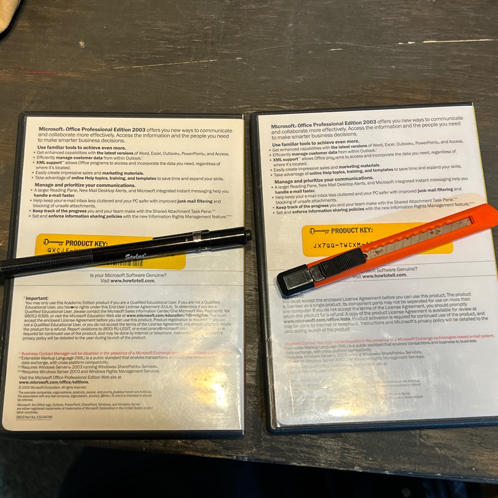 Two 2 Microsoft Office Professional Edition 2003 Product Key & Manual