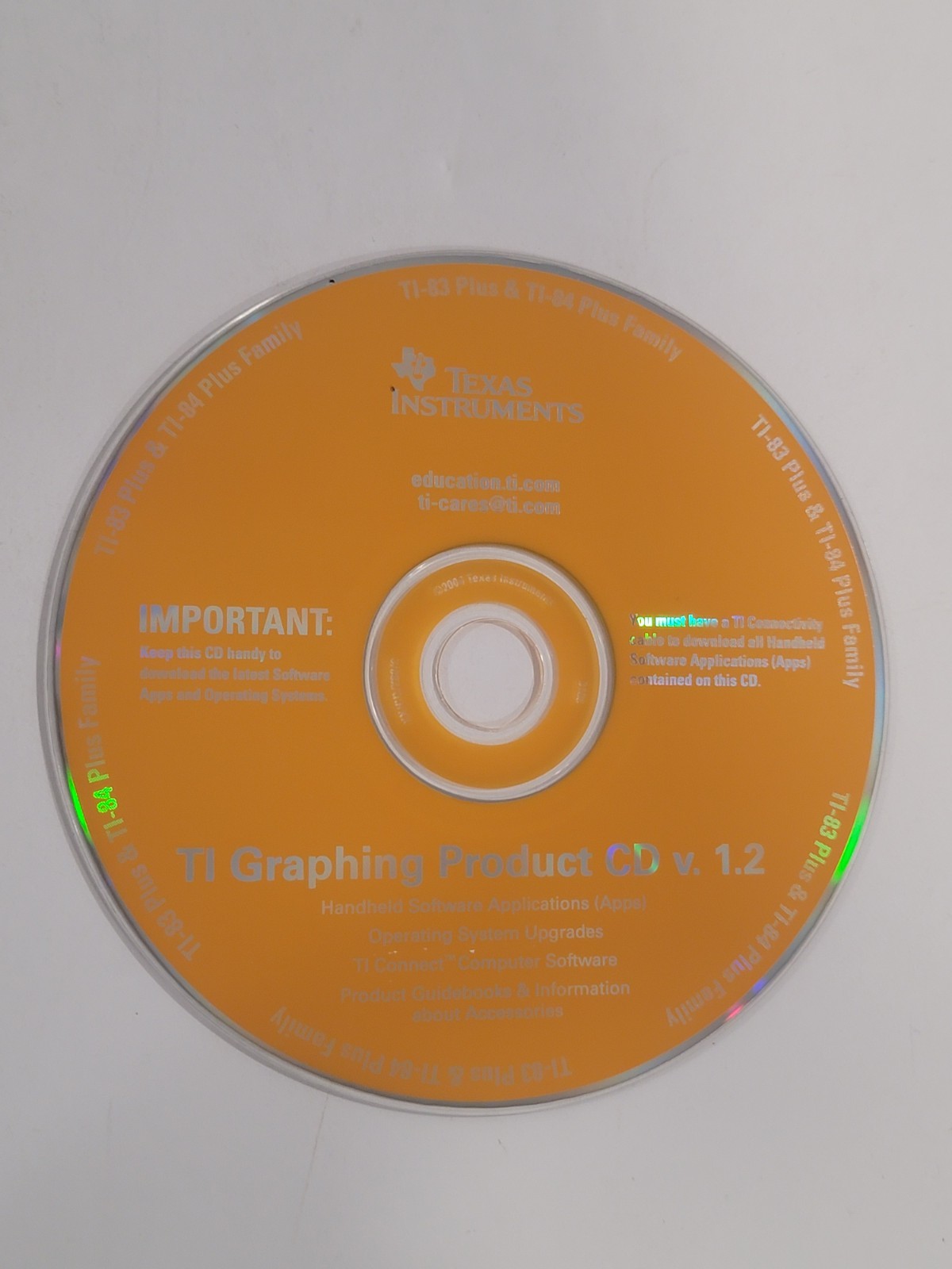 TEXAS INSTRUMENTS TI Graphing Product V. 1.2 PC Software CD-ROM