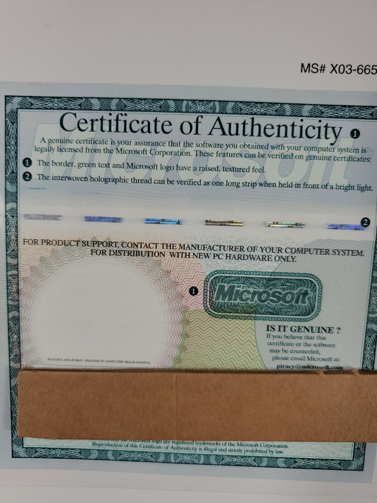 Microsoft Office 97 Key in original, X03-66541, NO CD.