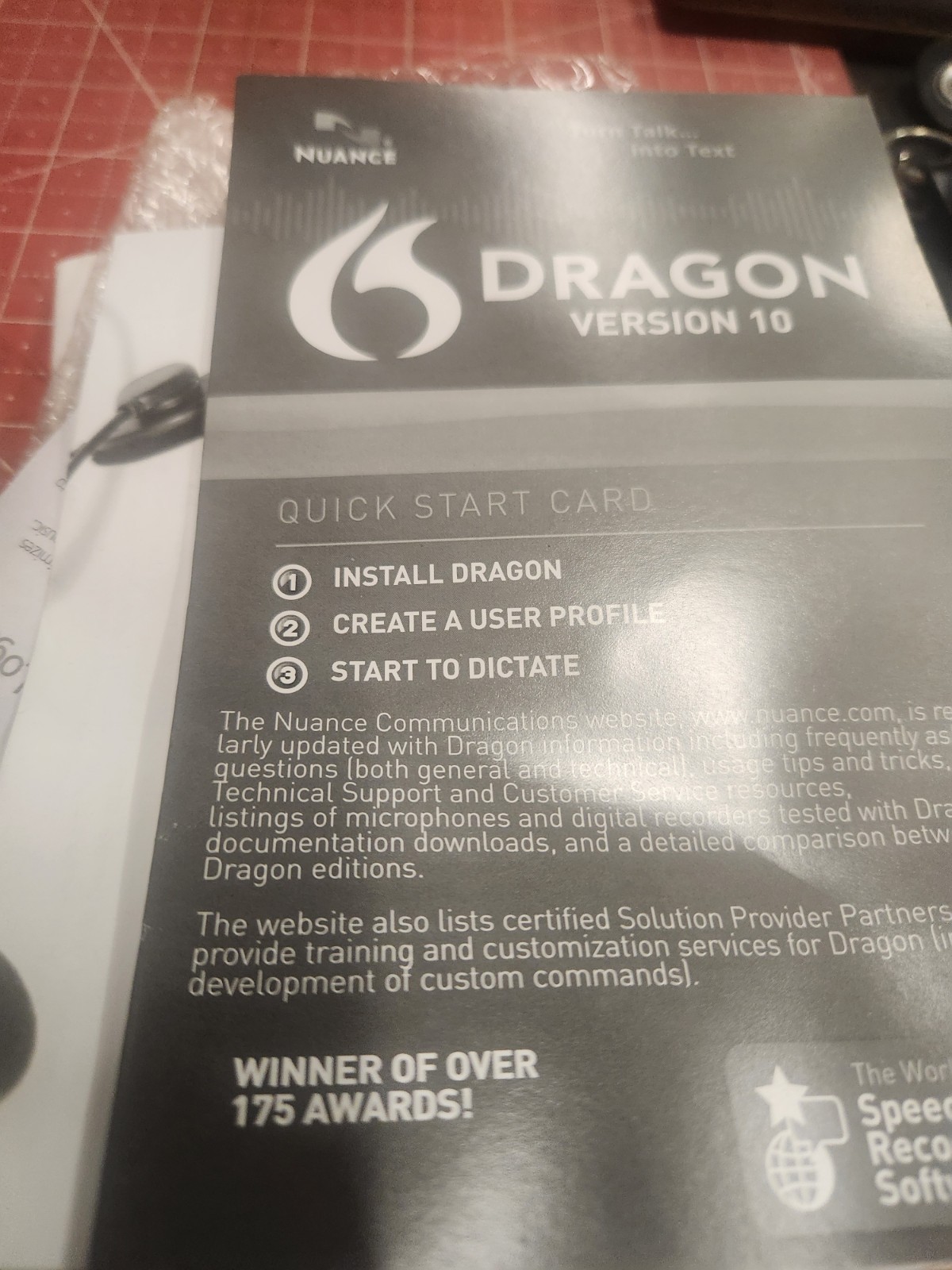 Dragon Natural Speaking 10 Mic CD Headset Voice Recognition USB NEW Open Box T19