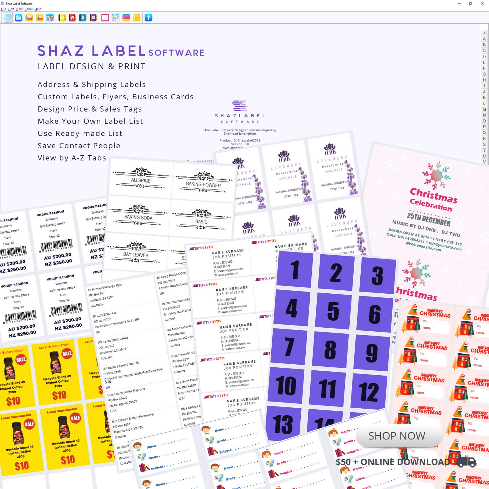 Label Maker Shaz Label Software Printer Shipping Address Design App ON SOFT04