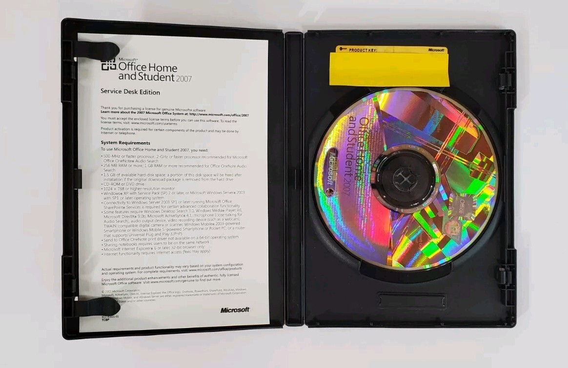 Microsoft Office Home and Student 2007 Service Desk Edition w/ Key USED