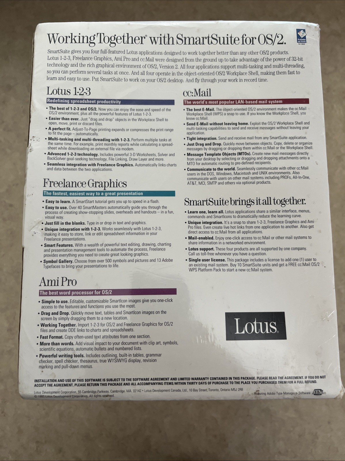 Lotus Smart Suite IBM OS/2 NEVER OPENED SEALED 3.5 3 1/2 Floppy Disk