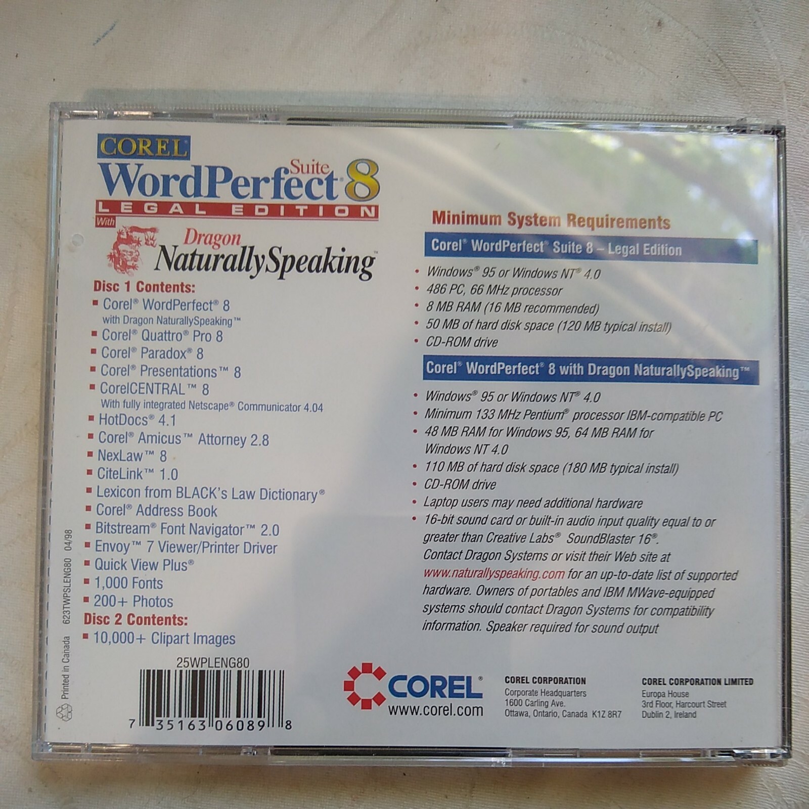 Corel Wordperfect Suite 8 Legal Edition Software