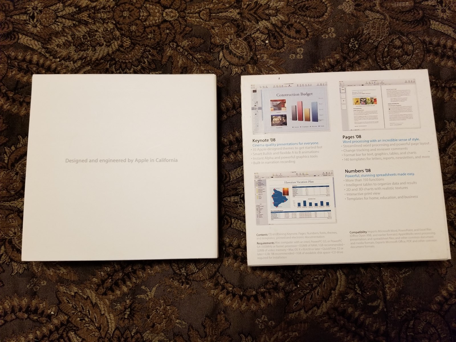 Apple iWork ’08 Macintosh CD-ROM Version 8.0.1 Pages Numbers Keynote ’08 c. 2007