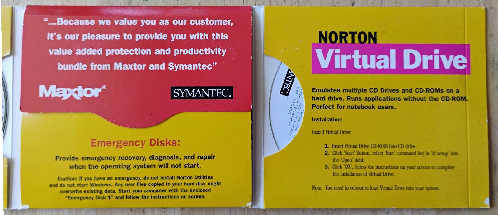 Norton Utilities, emergency floppies, virtual drive