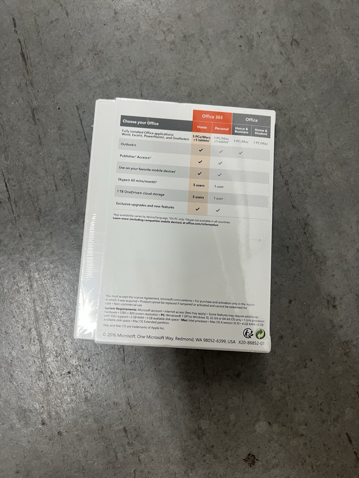 OFFICE 365 HOME 1 YEAR 5 PC’S/MACS + 5 TABLETS NEW SEALED