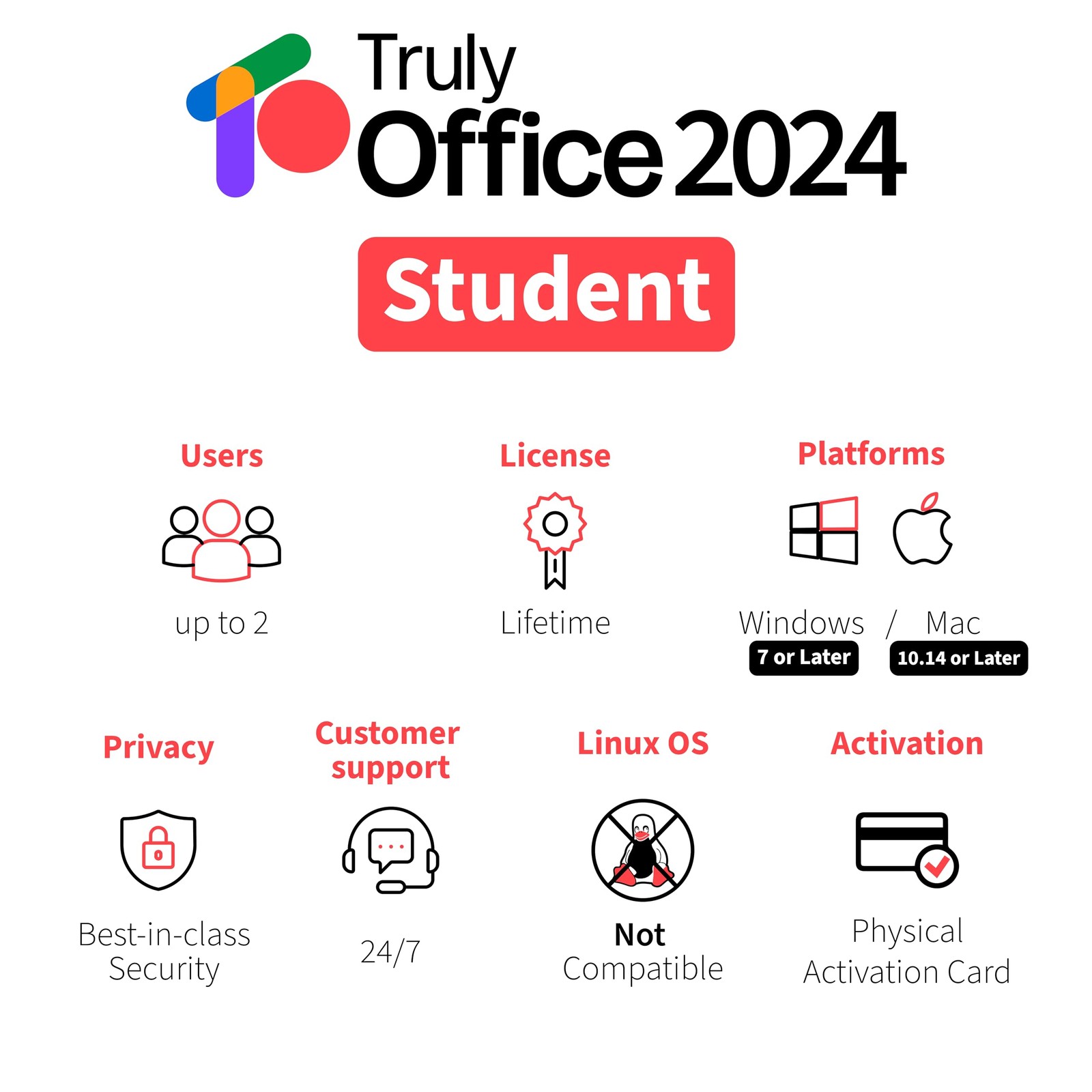 TrulyOffice 2024 Student Lifetime License for Mac 3 in 1 All Access TrulyOffice