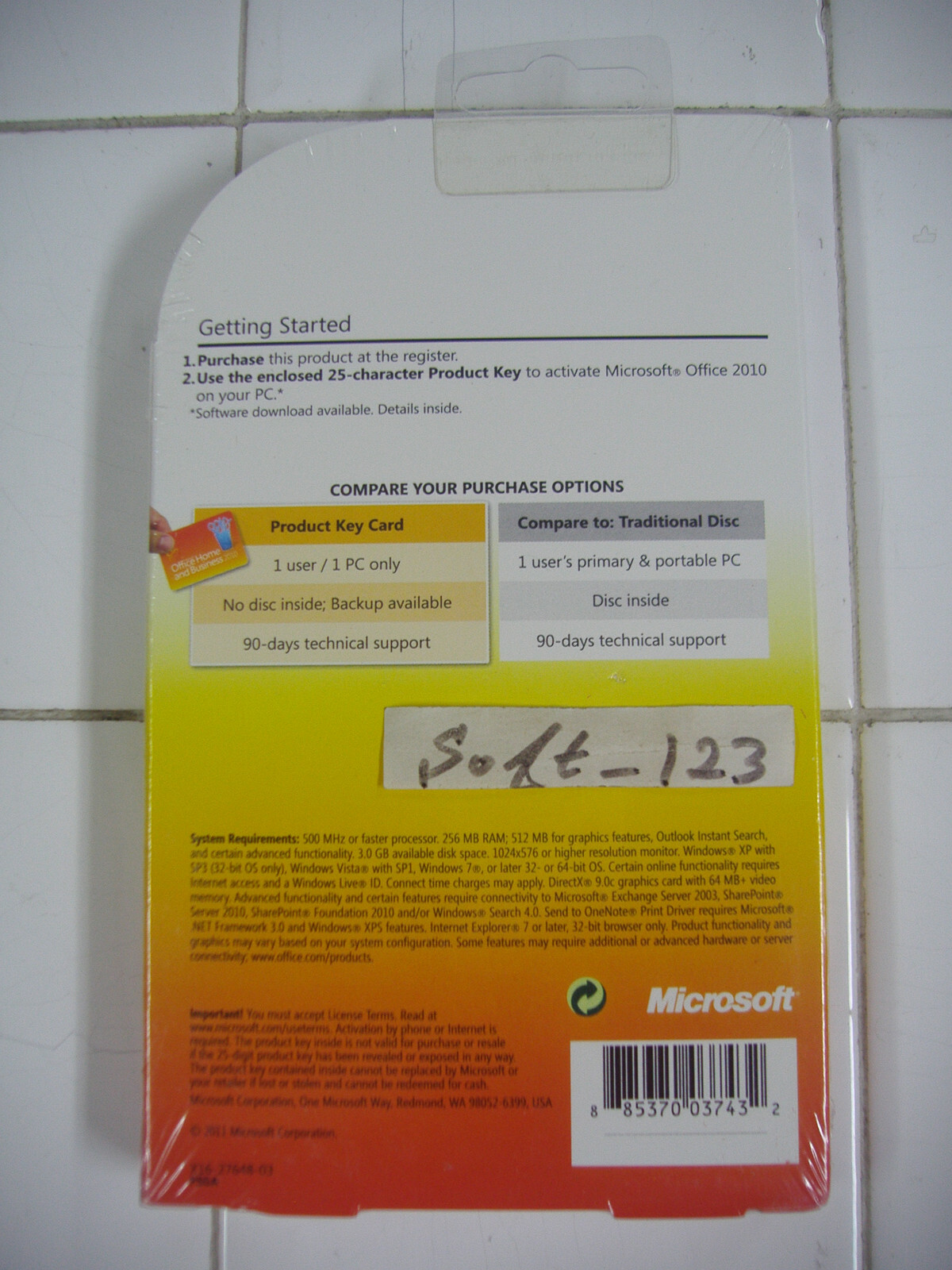Microsoft Office 2010 Home and Business Product Key Card (PKC) =NEW SEALED BOX=