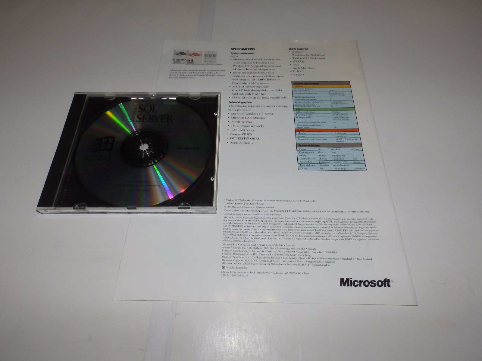 Vintage Software – Microsoft SQL Server v6.5 & v4.21 (full), v2000 EE (eval kit)