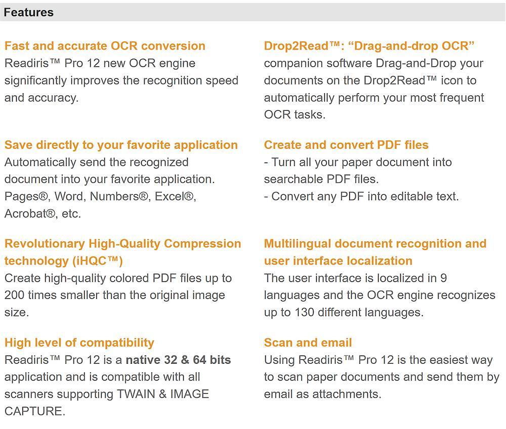 NEW I.R.I.S. Inc Readiris Corporate 12 OCR Software for MAC