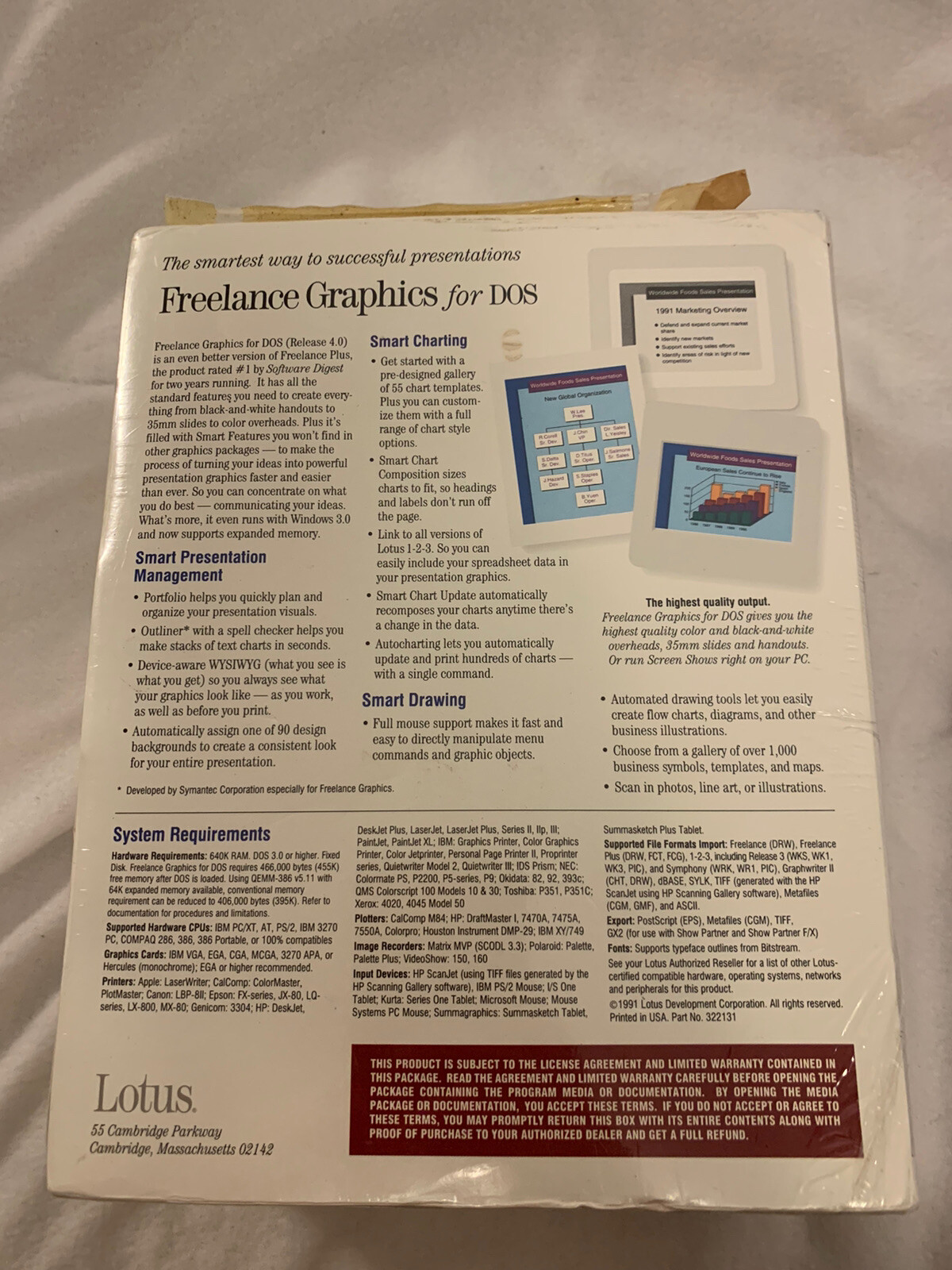 LOTUS FREELANCE GRAPHICS FOR DOS RELEASE 4.0 UPGRADE EDITION 3.5″ NIB