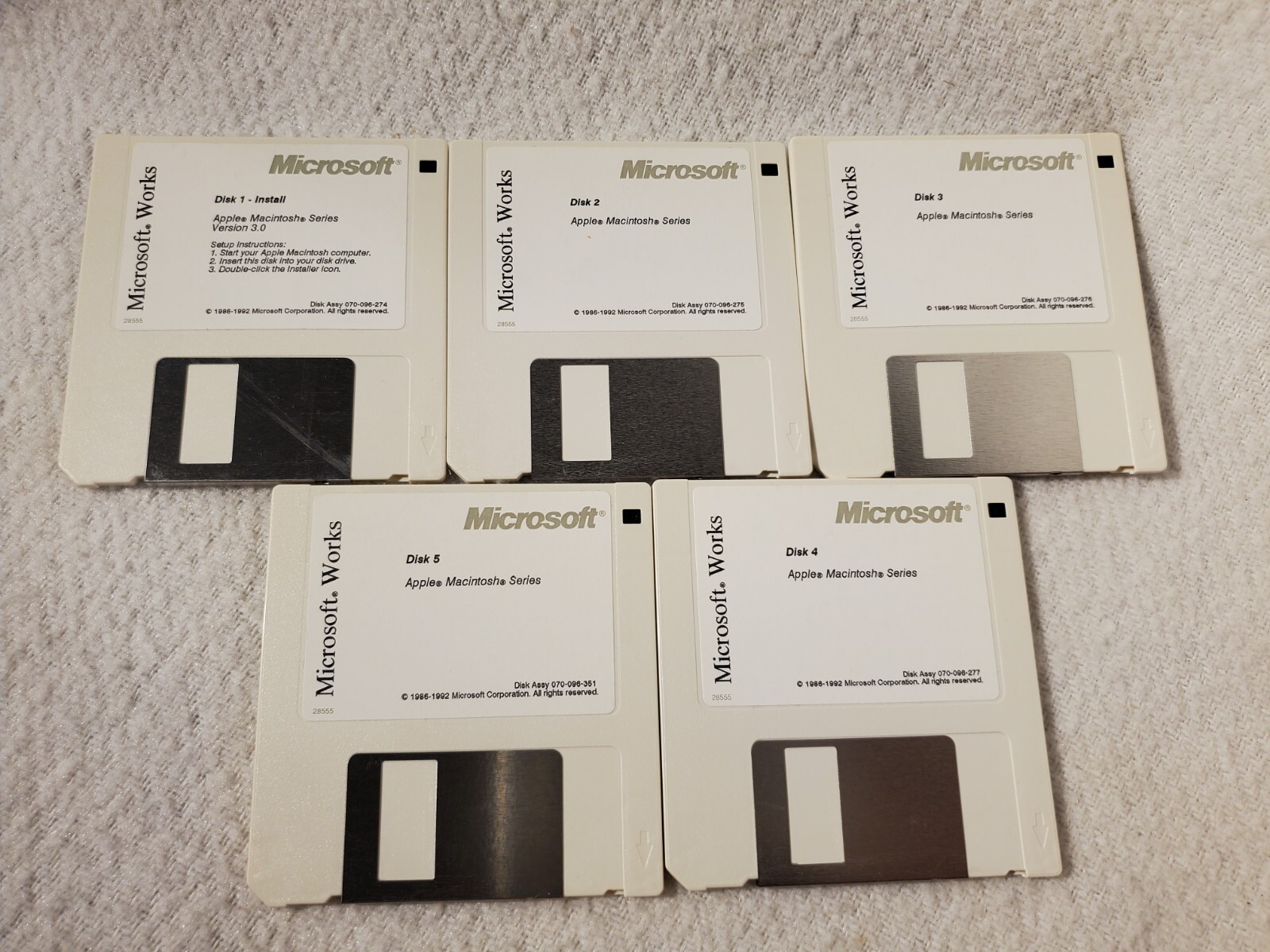 Microsoft Works v.3.0 1992 Apple Macintosh Computer Software 5 3.5″ Floppy Disks