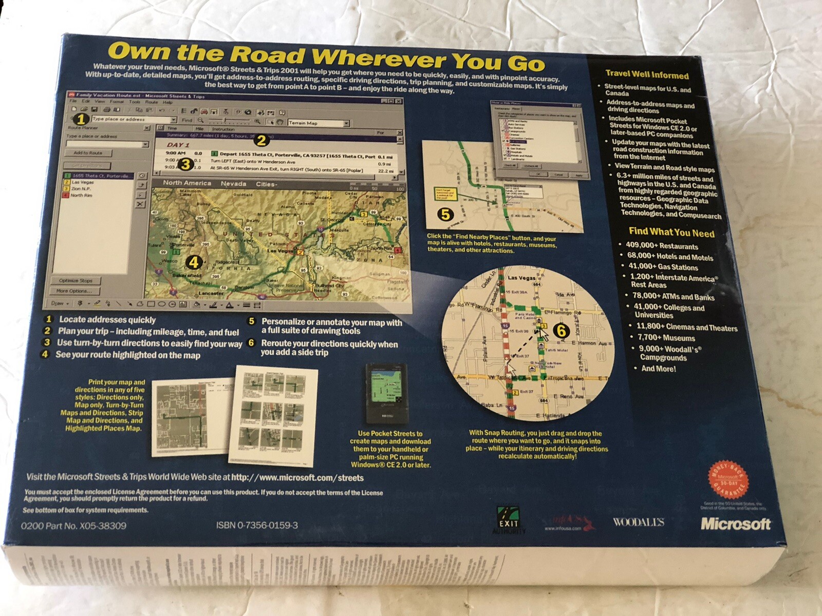 Microsoft Streets & Trips 2001 PC Software Program Bigbox Big Box