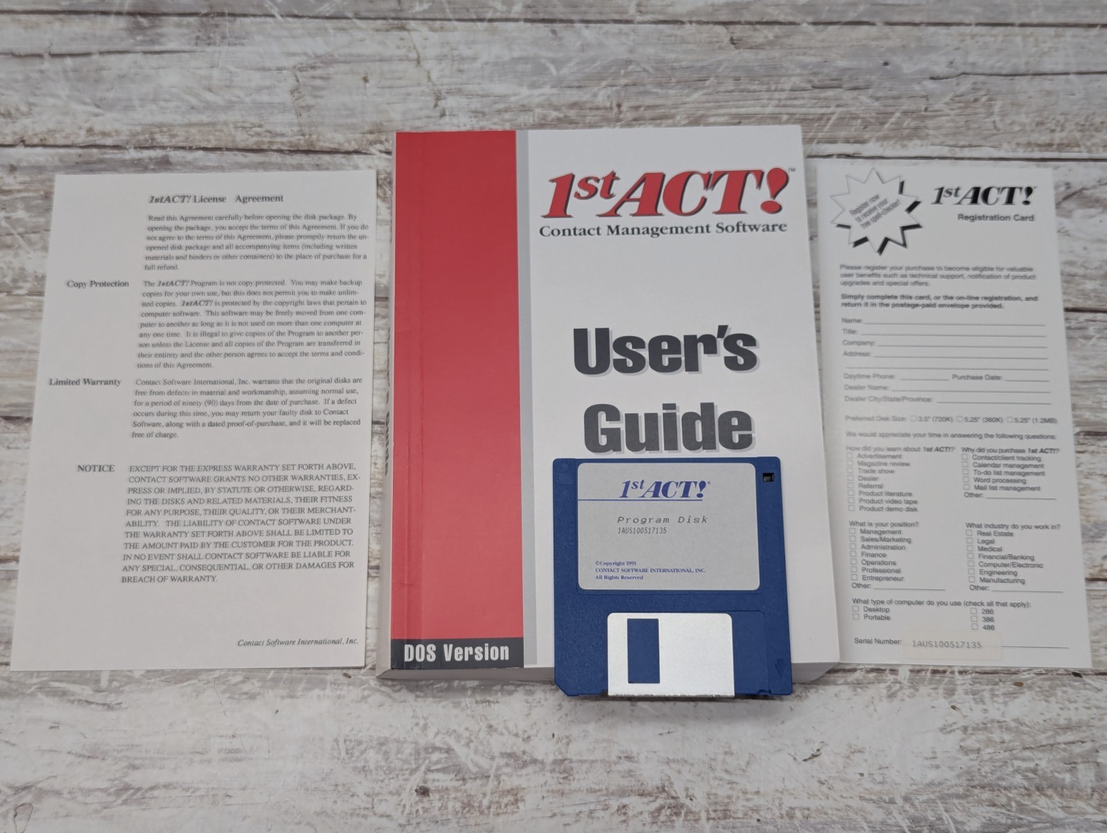 1st Act Contact Management Software Dos Version 1991 3.5 Floppy