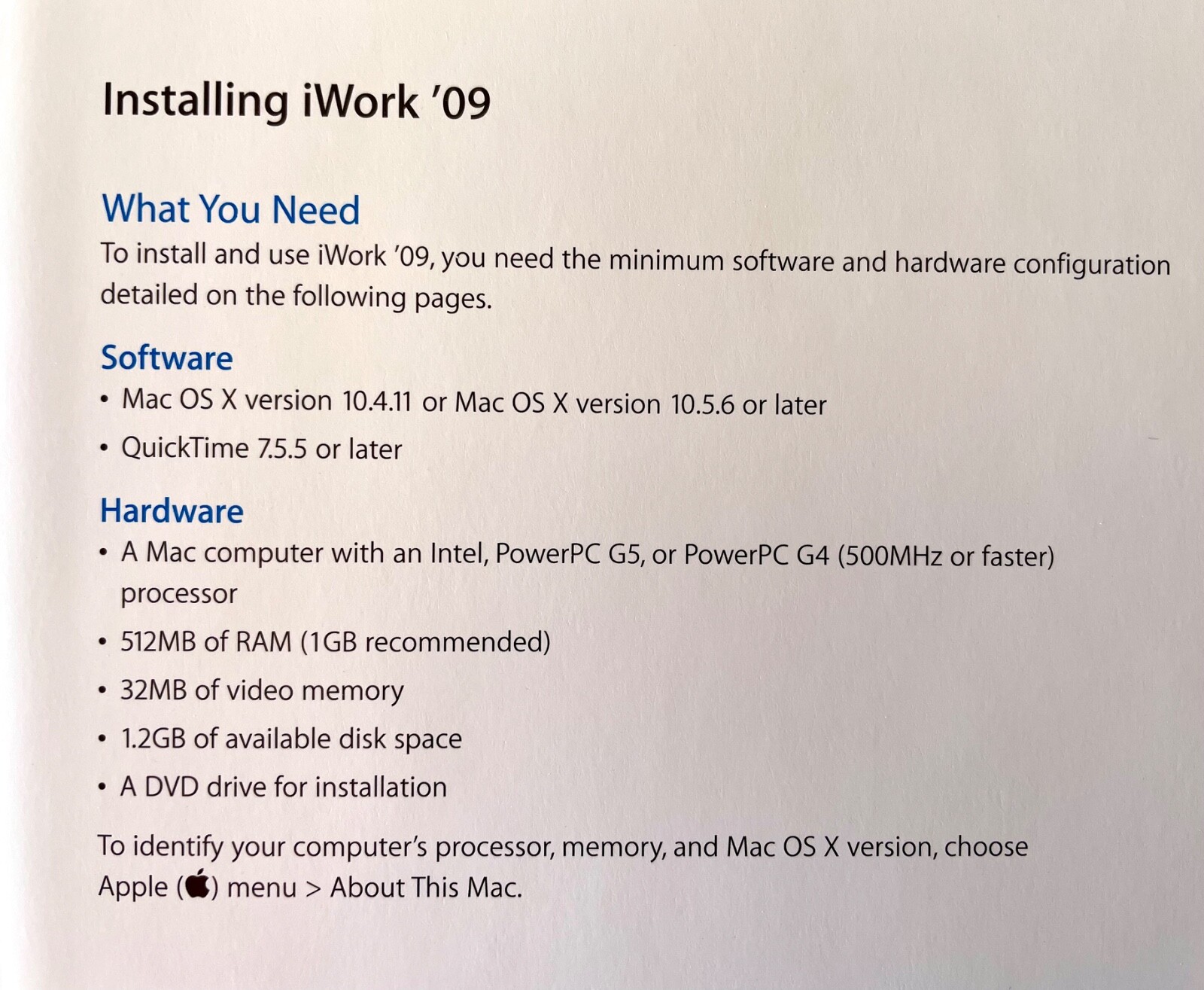 Apple iWork 09 Mac Office Suite Full Version Pages Keynote Numbers Vintage