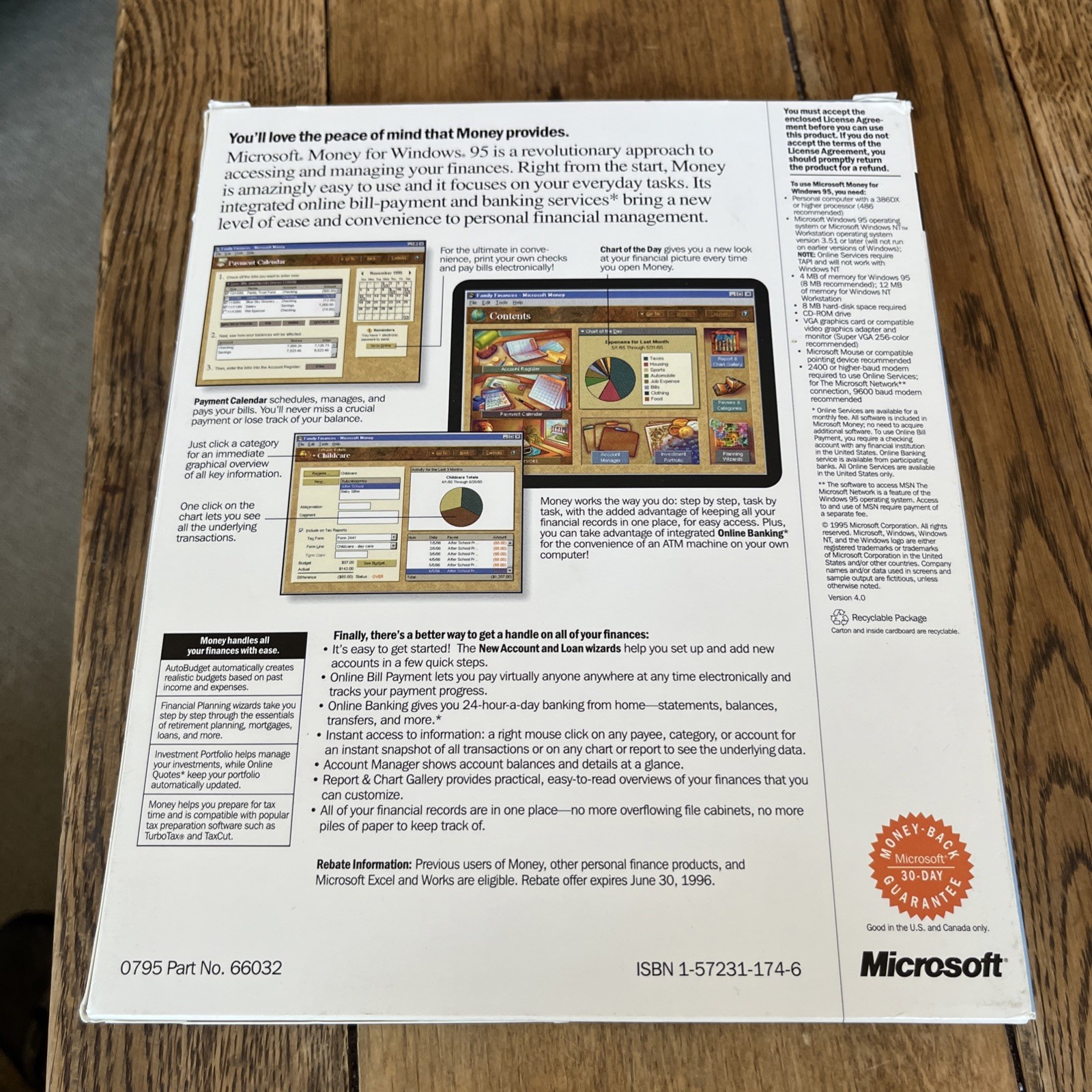 NEW Microsoft Money Windows 95 CD & 3.5” Disc Complete Retail Box – Sealed Discs