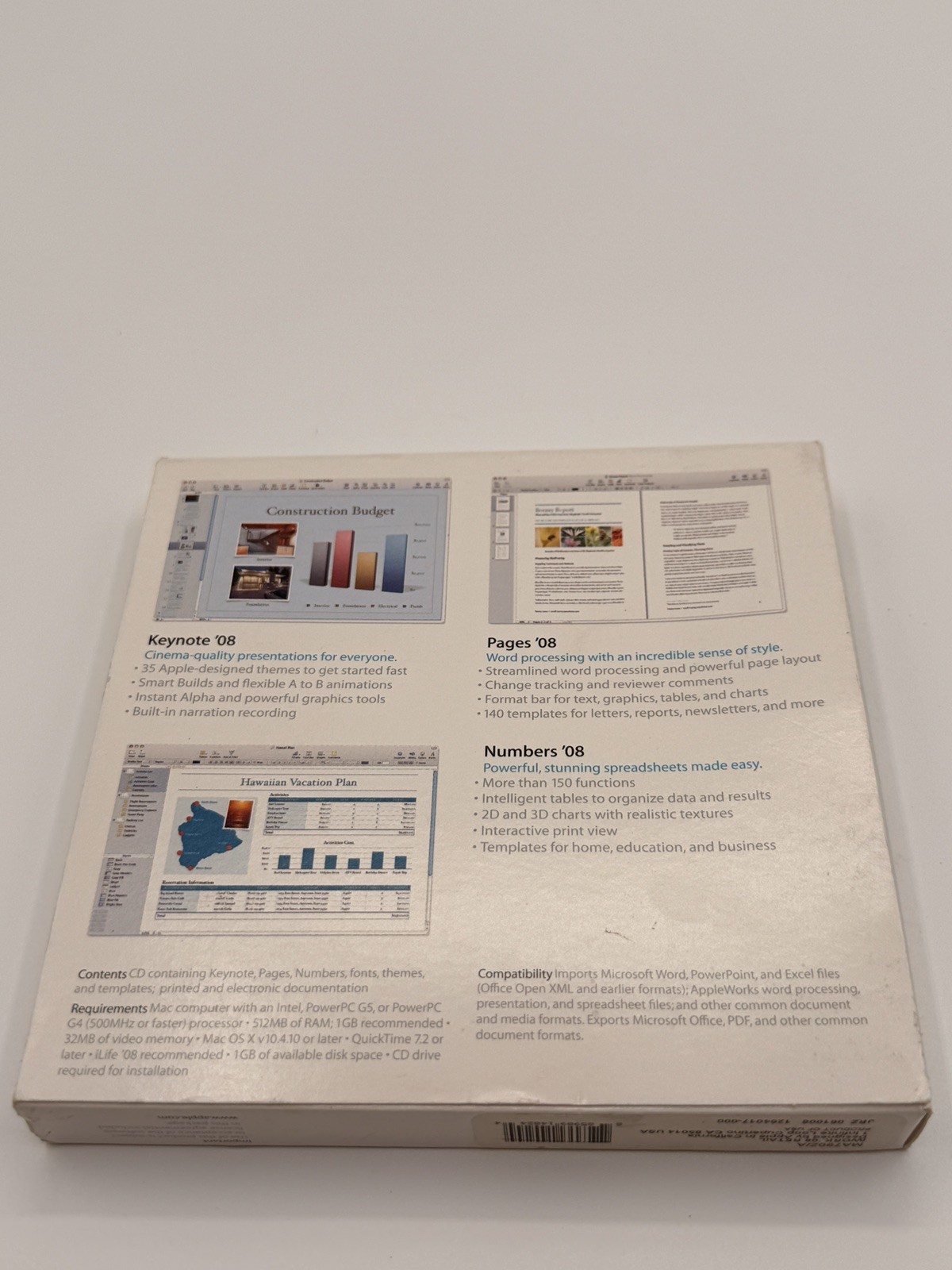 “BRAND NEW” iWork ’08 Includes Keynote’08,Pages’08, Numbers’08 MA79Z0 /A SEALED