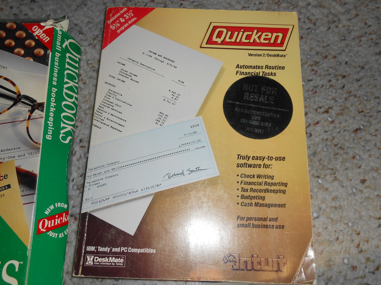 QuickBooks Version 1.0 Software 5.25″ 5 1/4″ & 3.5″ Floppy Disks MS-DOS, TESTED