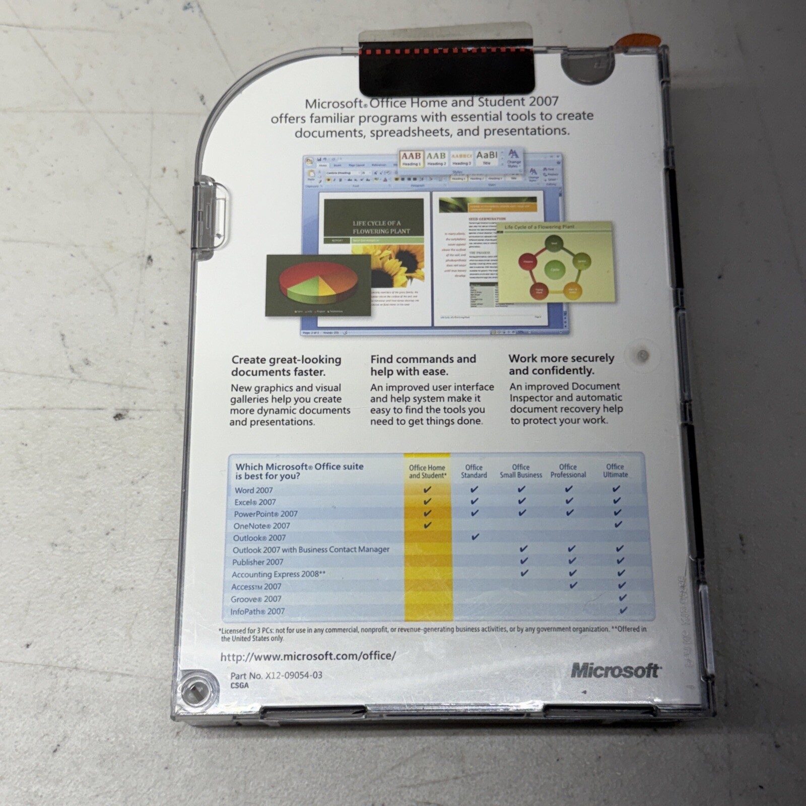 Microsoft Office 2007 Home and Student Disc In Original Case With Product Key