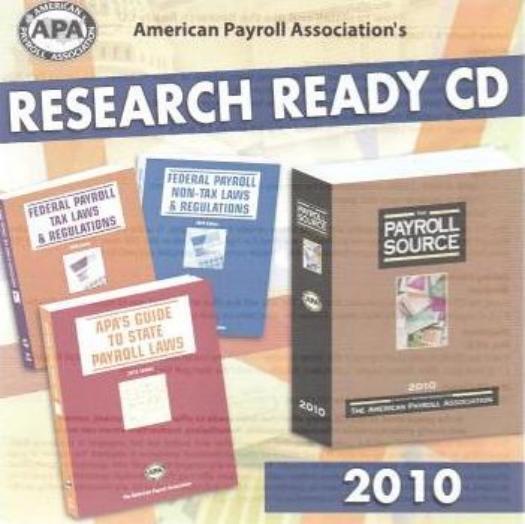 American Payroll Association’s Research Ready CD 2010 PC MAC CD APA tax laws +