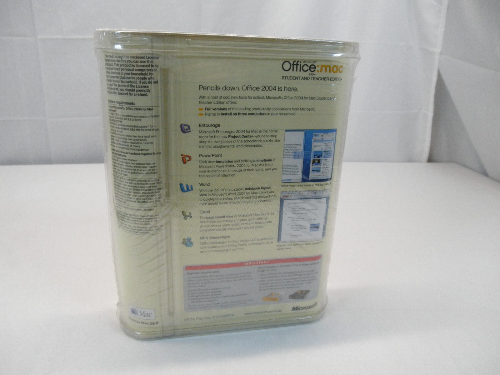 Microsoft Office Mac Student And Teacher Edition, 2004. New Sealed