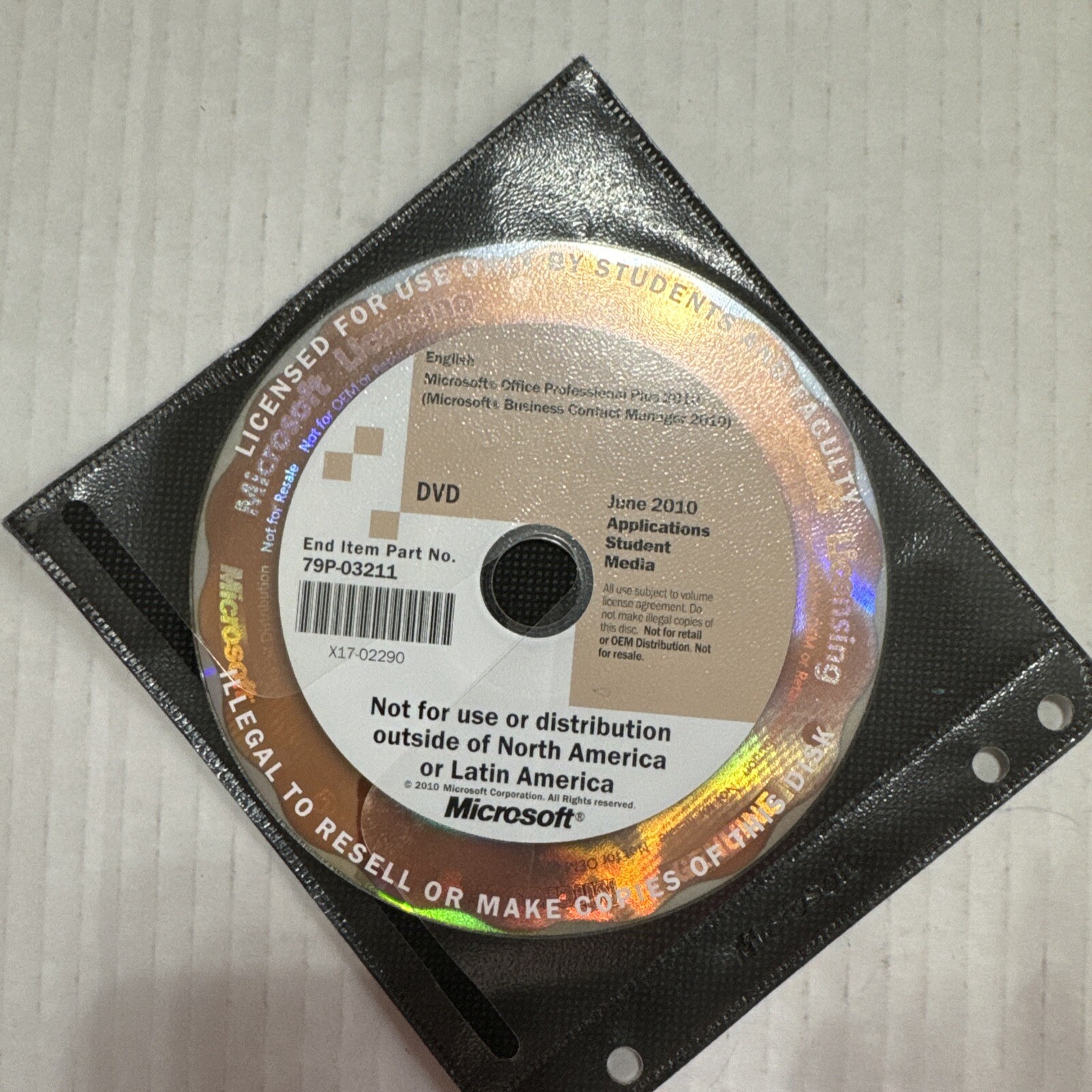 Microsoft June 2010 Applications Student Media Disc