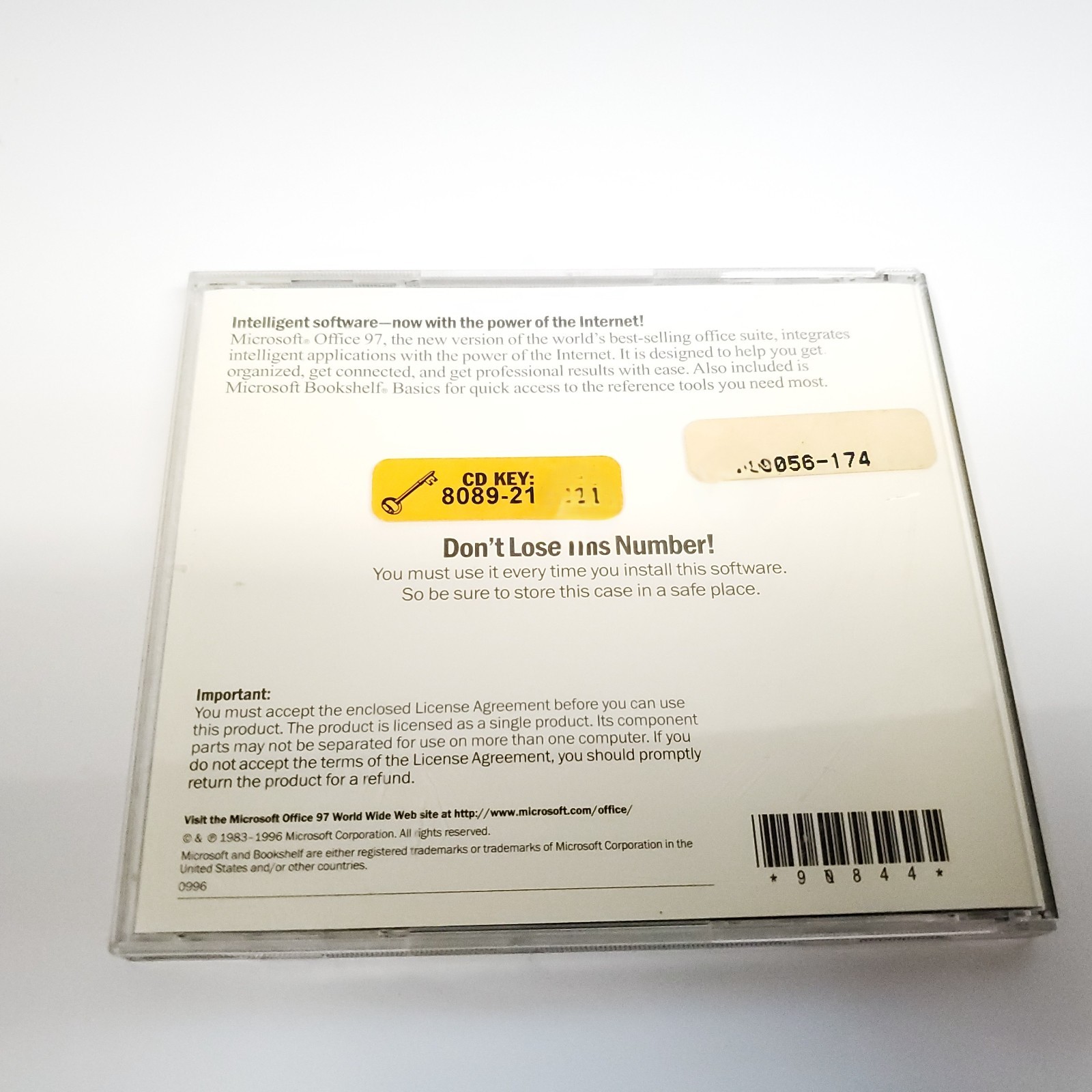 MICROSOFT OFFICE 97 Professional Edition CD, w/ Key Code -1997 for Windows 95 NT