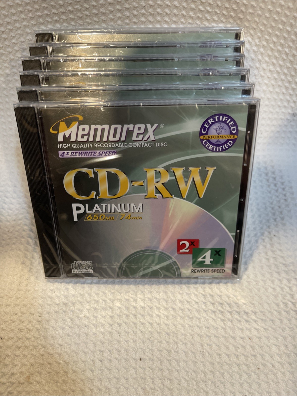 Memorex CD-RW Platinum 650MB 74min Vintage Blank Media Lot of 6 Rewritable, New
